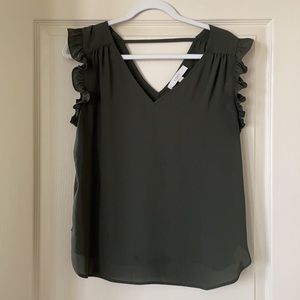 Olive green ruffle sleeve tank top